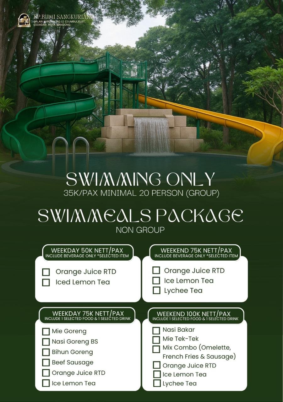 Swimming Only / Swimmeals Package 1